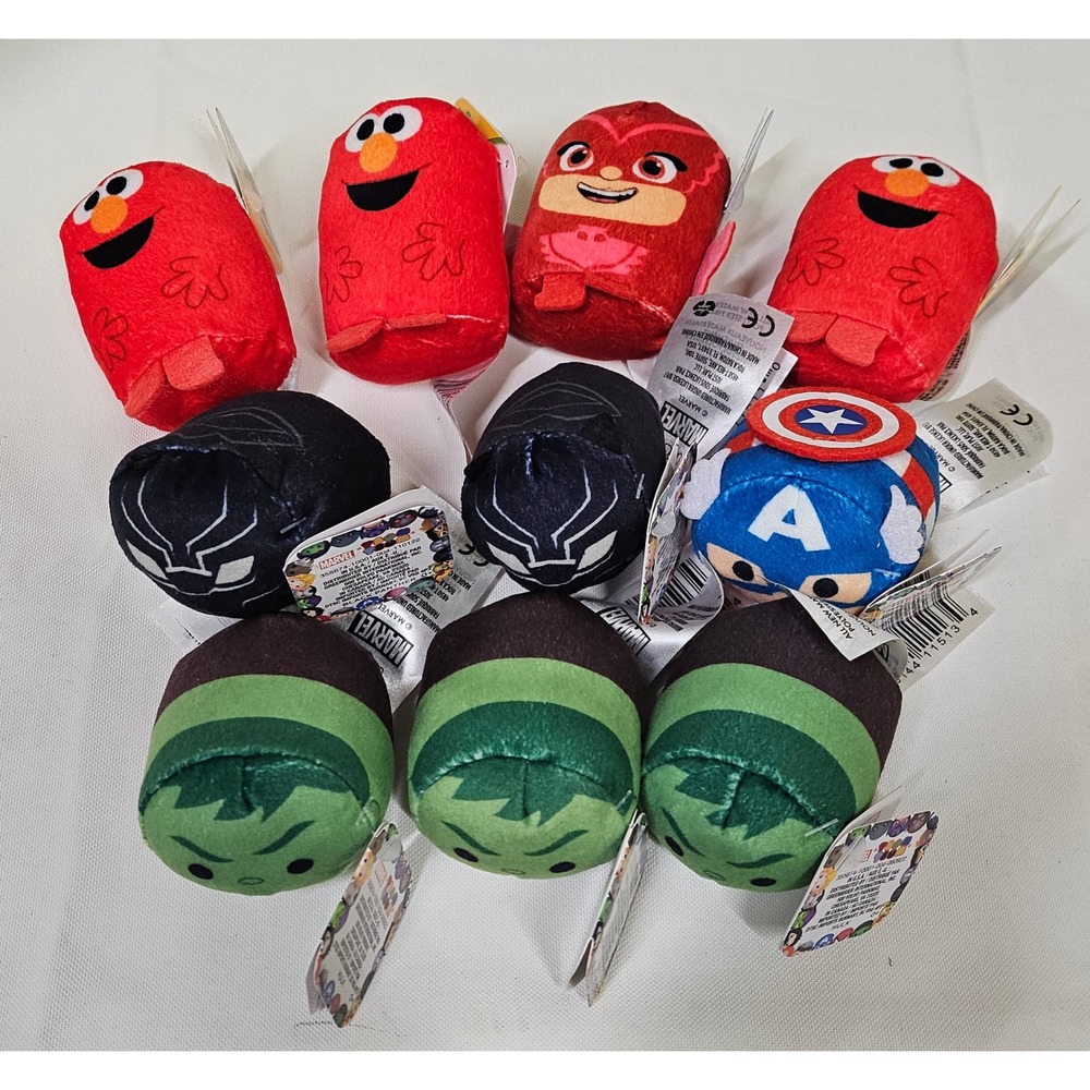 Marvel Sesame Street PJ Masks Stackable Plush Lot‎ of 10 Elmo Hulk Black Panther